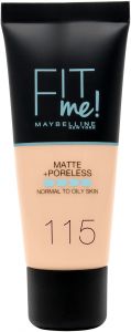 Maybelline New York Fit Me Matte + Poreless Face Foundation - 30 ml, Ivory 115