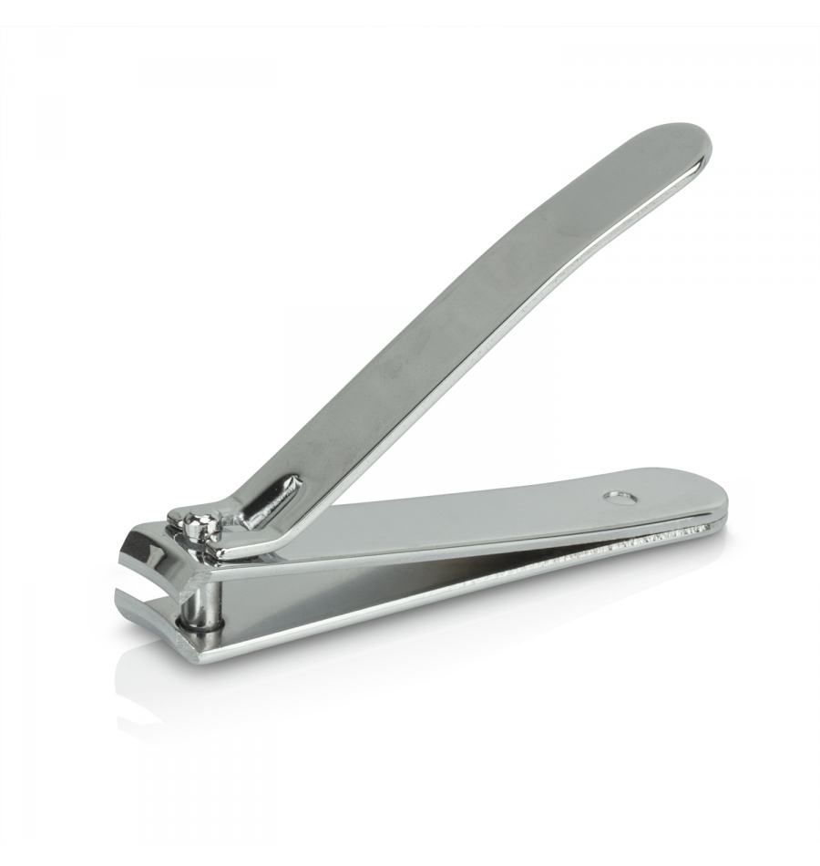 Chromelated pedicure nail clipper, curved point